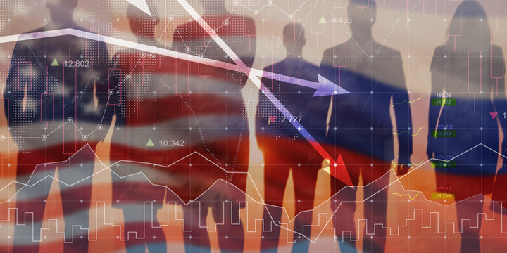 Financial Trading System for Market Analysis and Investment Strategy with Flag Background