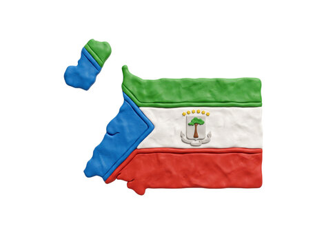 Equatorial guinea map flag clay art for cultural awareness.