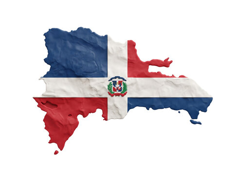 Dominican republic country map flag on isolated background.