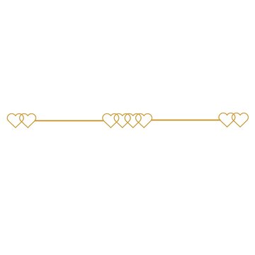 Elegant Gold Heart Decorative Divider Line for Wedding and Valentine Design