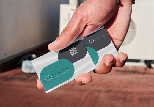 Two Business Cards Mockup in Hand