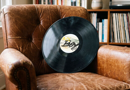 Vinyl label on Leather Chair. PSD template mockup.