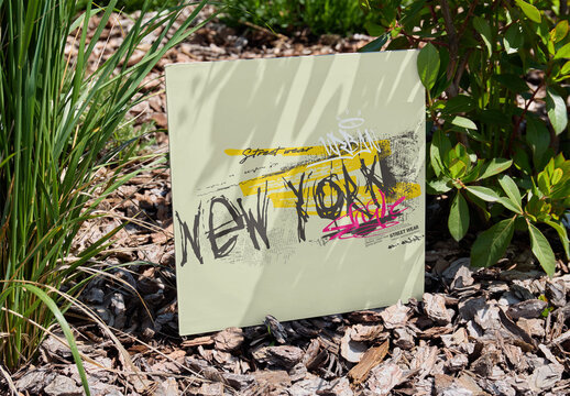 Vinyl Cover on Grass. PSD mockup