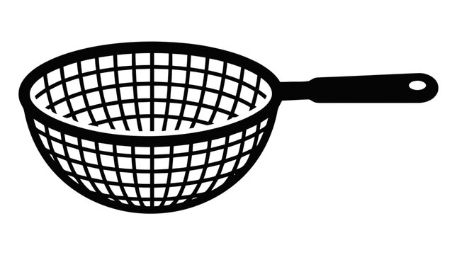Vector illustration of kitchen colander strainer icon on a transparent background