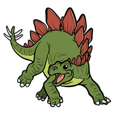Cute stegosaurus dinosaur character with red plates cartoon illustration for children education isolated on transparent background  © pranowo