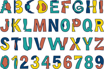 Naklejka premium Vibrant Multicolor Geometric Cutout Vector Display Font