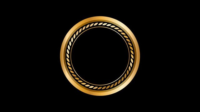 Luxury Gold Circular Frame Elegant Loop Animation on Transparent Alpha Channel Representing Finance Success and Wedding Award Concepts