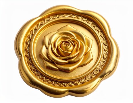 Elegant gold wax seal with rosette design and filigree edges