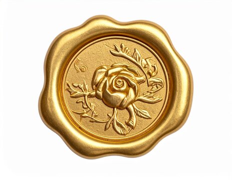 Radiant gold rosette wax seal featuring a scalloped ornate edge