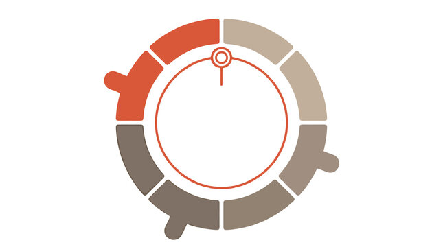 Segmented circular progress ring icon in brown and orange, loading indicator isolated PNG
