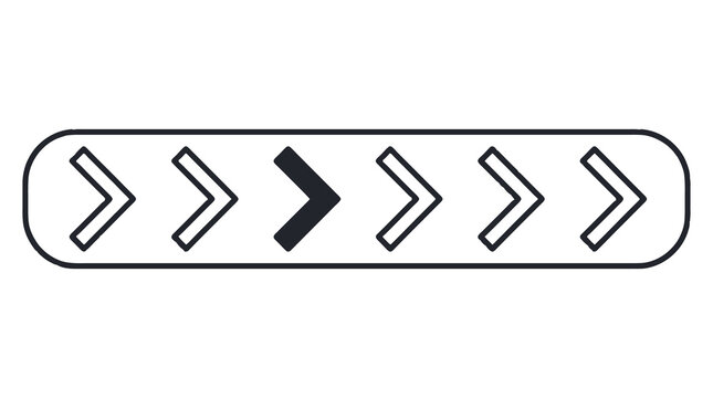 Chevron arrow progress bar icon, navigation direction indicator isolated transparent PNG