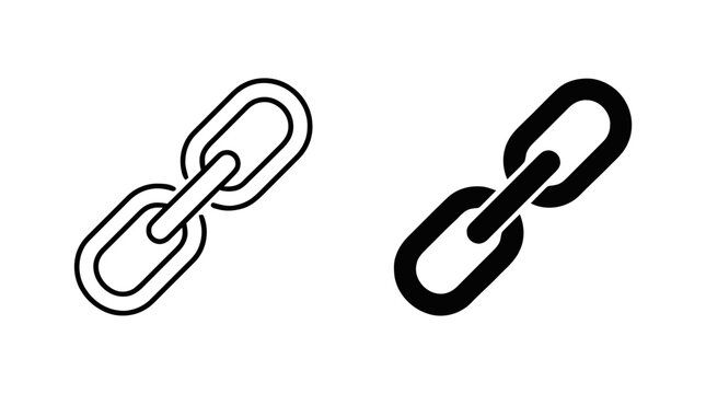 Vector illustration of link icon set in outline and solid style on a transparent background