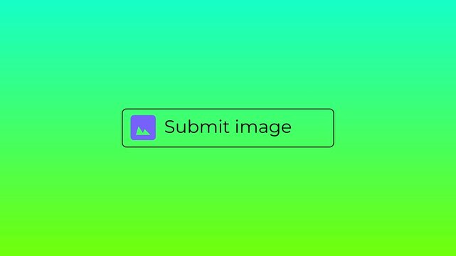 submit image upload button with animated upward arrow on green screen background.