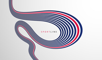 Obraz premium Abstract sport background with flowing parallel lines and single color accent symbolizing speed, focus, race momentum, athletic performance and competitive motion.