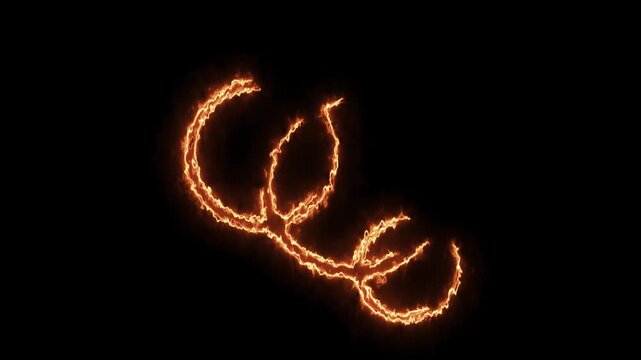 Three Interlocking Fire Rings Drawing Animation on Black Background