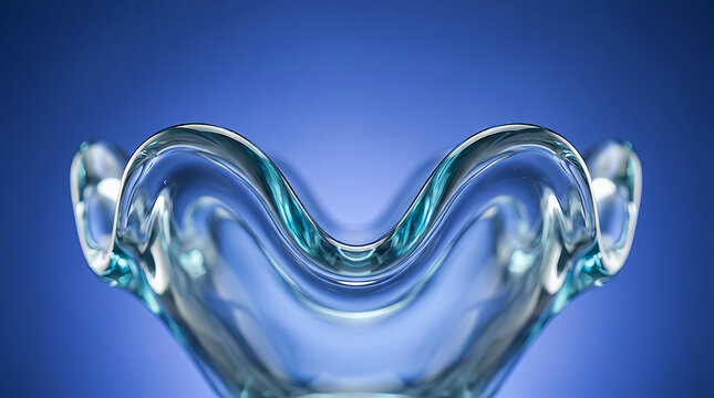 Abstract liquid blue wave shape with shiny reflections and smooth motion effect