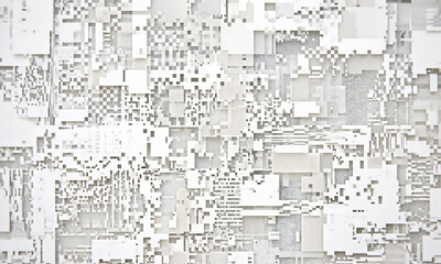 Obraz premium Abstract architectural composition featuring layered white rectangular geometric shapes with soft shadows and depth