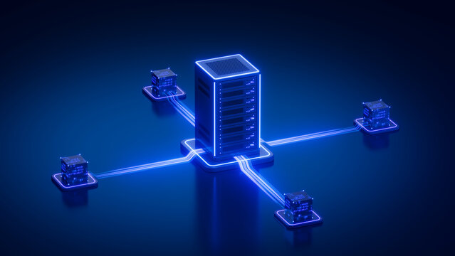 Technology Data storage, Network Server, database and data center concept - 3d illustration