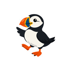 Obraz premium Colorful Puffin Bird Flat Vector