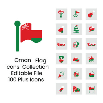 Oman flag icons in different styles
