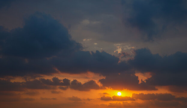 dramatic sunset in the clouds