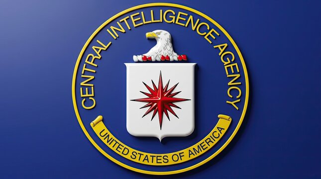 Central Intelligence Agency Logo: The official emblem of the United States' intelligence agency, featuring an eagle and a compass rose, signifying global reach and information gathering.