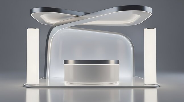 Futuristic Skincare Product Display with Modern Lighting and Sleek Design.