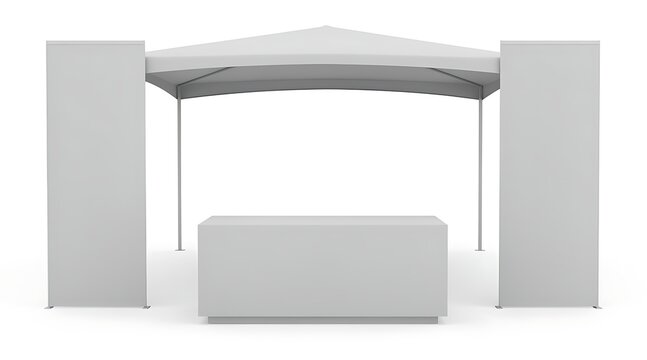 Blank Trade Show Booth Display with Canopy and Banners.