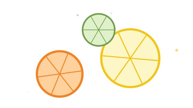 Colorful Citrus Fruit Slices Rotating on a Clean White Background