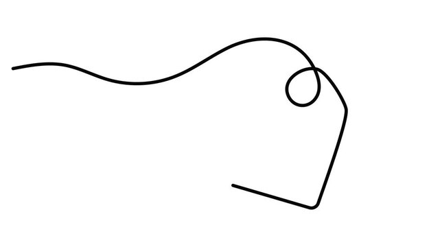 Price tag blank shopping label one line art animation, hand-drawn discount sale continuous line drawing movie, minimalist market offer motion shopping rebate 4k self-drawing video