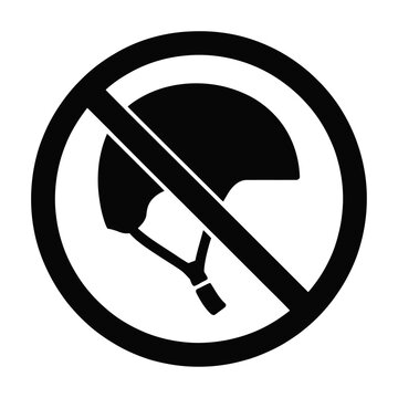 No helmet allowed warning sign vector illustration for safety and construction site regulations