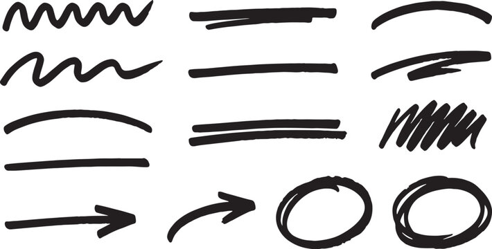 Black line of arrows, waves, and loops in a grid