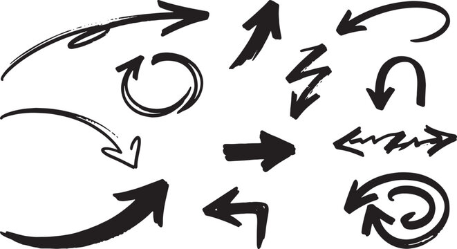 Black line of interconnected circular arrows forming a loop white circle