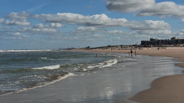 Sandy Coastline and Ocean Horizon at Zandvoort Beach