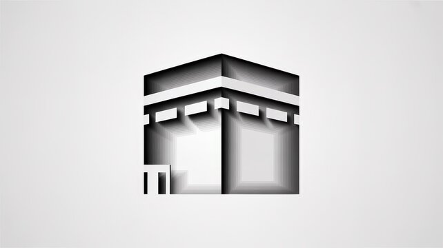 Abstract layered Kaaba illustration representing Islamic pilgrimage and spiritual journey in modern