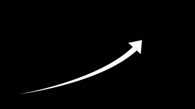 Abstract white arrow business graph icon animation background. arrow rising transparent channel. Abstract arrow growth chart of economy icon animated down to up arrow animation.