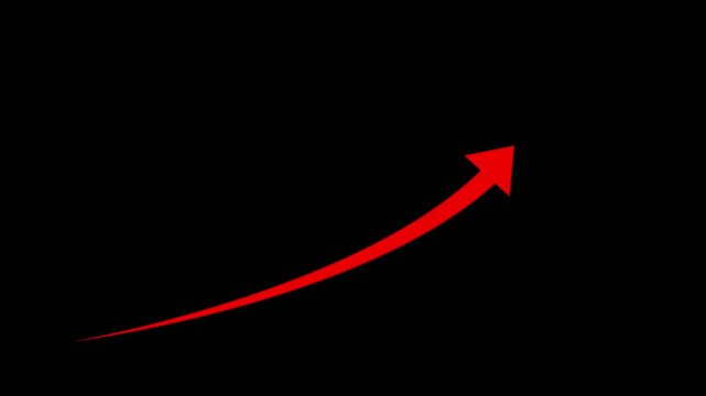 Abstract red arrow business graph icon animation background. Abstract arrow growth chart of economy icon animated down to up arrow animation direction animation.