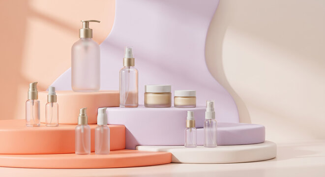Colorful Blank Cosmetic Bottle Collection Mockup for Beauty Branding