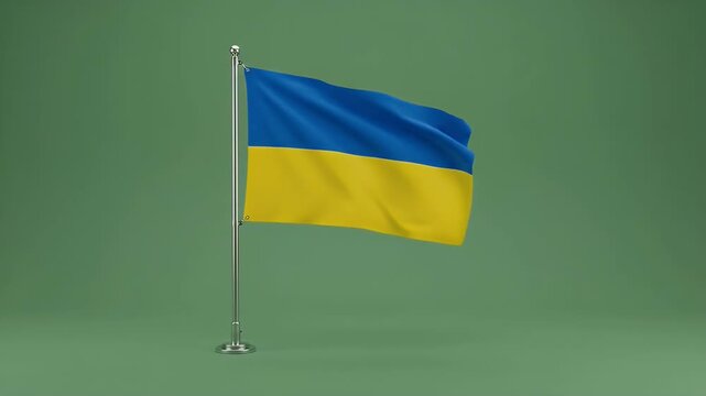 Ukrainian national flag waving in wind on clear day for patriotism and unity themes