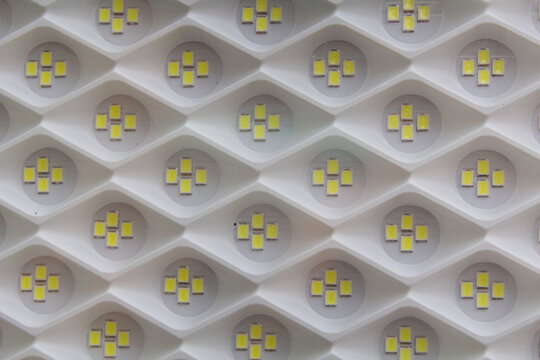 Close up macro shot of SMD LED diodes panel matrix texture pattern