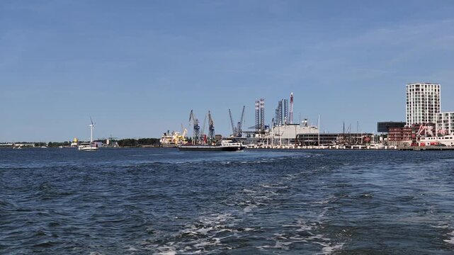 Netherlands - 23 august 2026, Amsterdam: Wide View Over IJ Harbour Docks Area