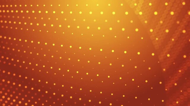 Abstract orange digital halftone dot grid array animated background in motion