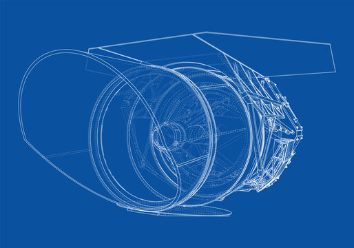 technical blueprint of a turbine design. Vector
