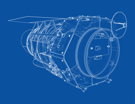 blueprint of a jet engine. Vector
