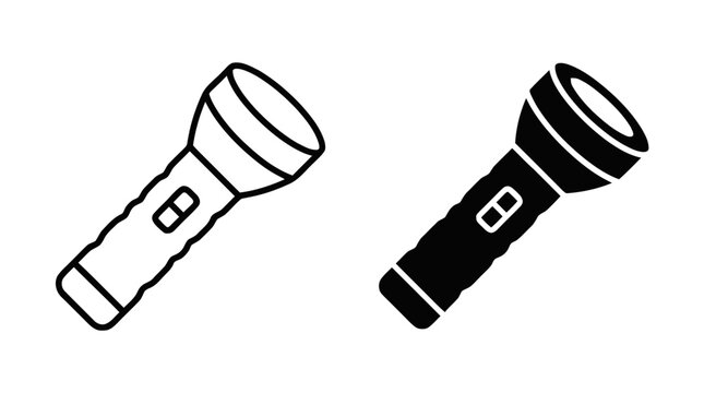 Vector illustration of flashlight icon set, vector illustration of handheld torch light on a transparent background