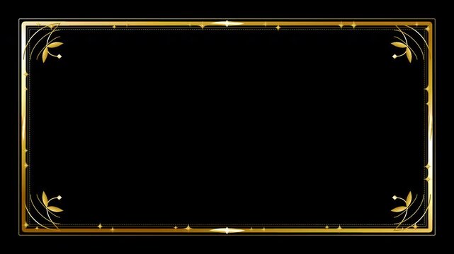 4K Luxury Gold Metallic Wedding Frame Overlay with Transparent Alpha Channel
