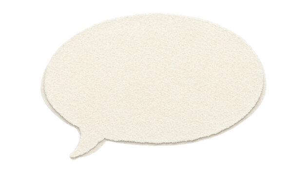 Blank speech bubble with textured paper surface on white background for design and messaging