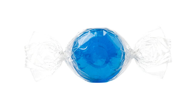 Single blue wrapped hard candy sweet treat