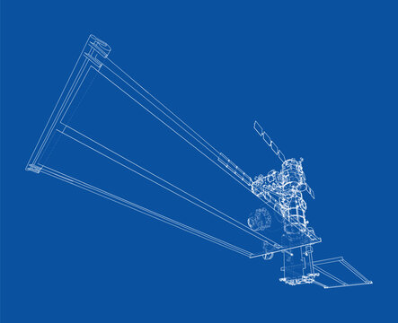 blueprint of a mechanical device. Vector