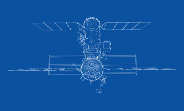 blueprint of a spacecraft design. Vector